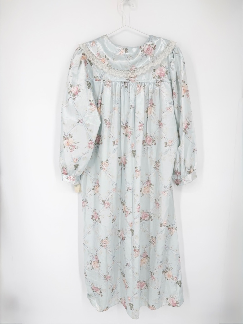 NWT Vintage ARIA Floral Satin Flannel Lined Maxi Nightgown Medium - Picture 6 of 7